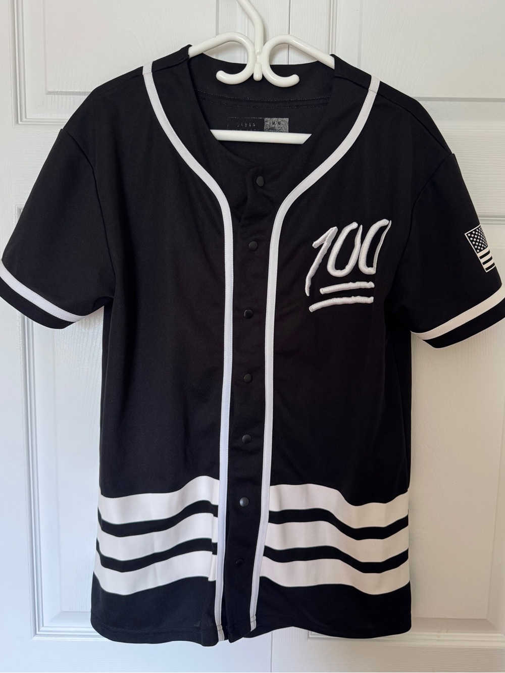 Urban Heritage Black and White Baseball Jersey with 100 Patch